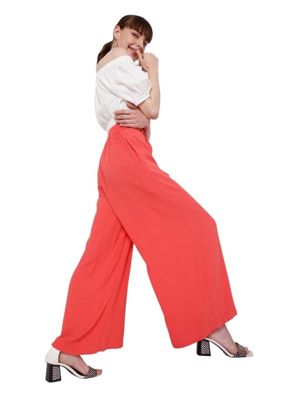 Vero Moda Pink Wide Leg Pleated Pants SZ 32 High Rise Colorful